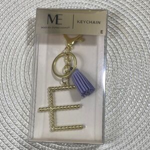 Expressions Monogram Letter E  Gold and Lavender Key Holder